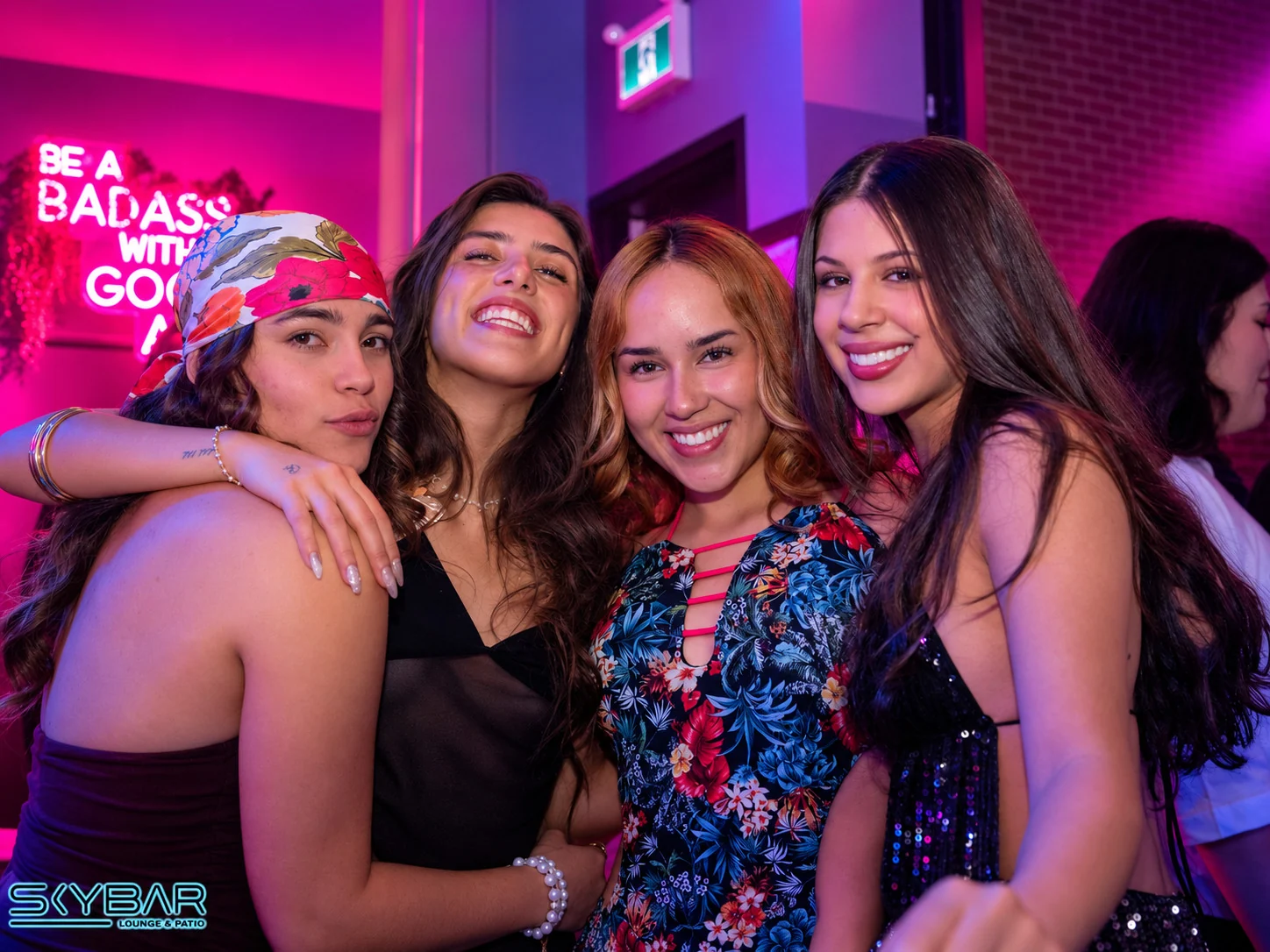 Friends together during a girls night at Skybar